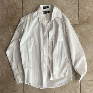 Chaps White Casual Button Down Shirt Crisp Cotton